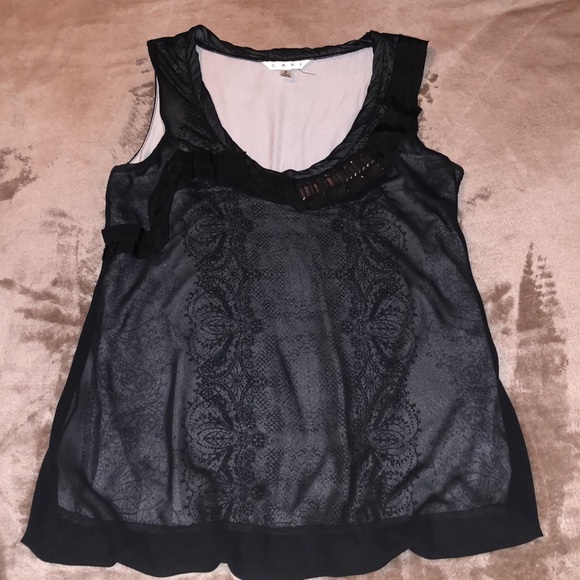 CAbi S tank dressy lace overlay look with jewels - Picture 2 of 11